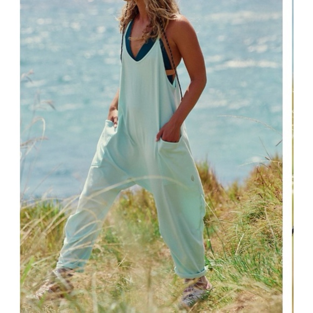 Free People Hot Shot Onesie Washed Aqua NWOT XS